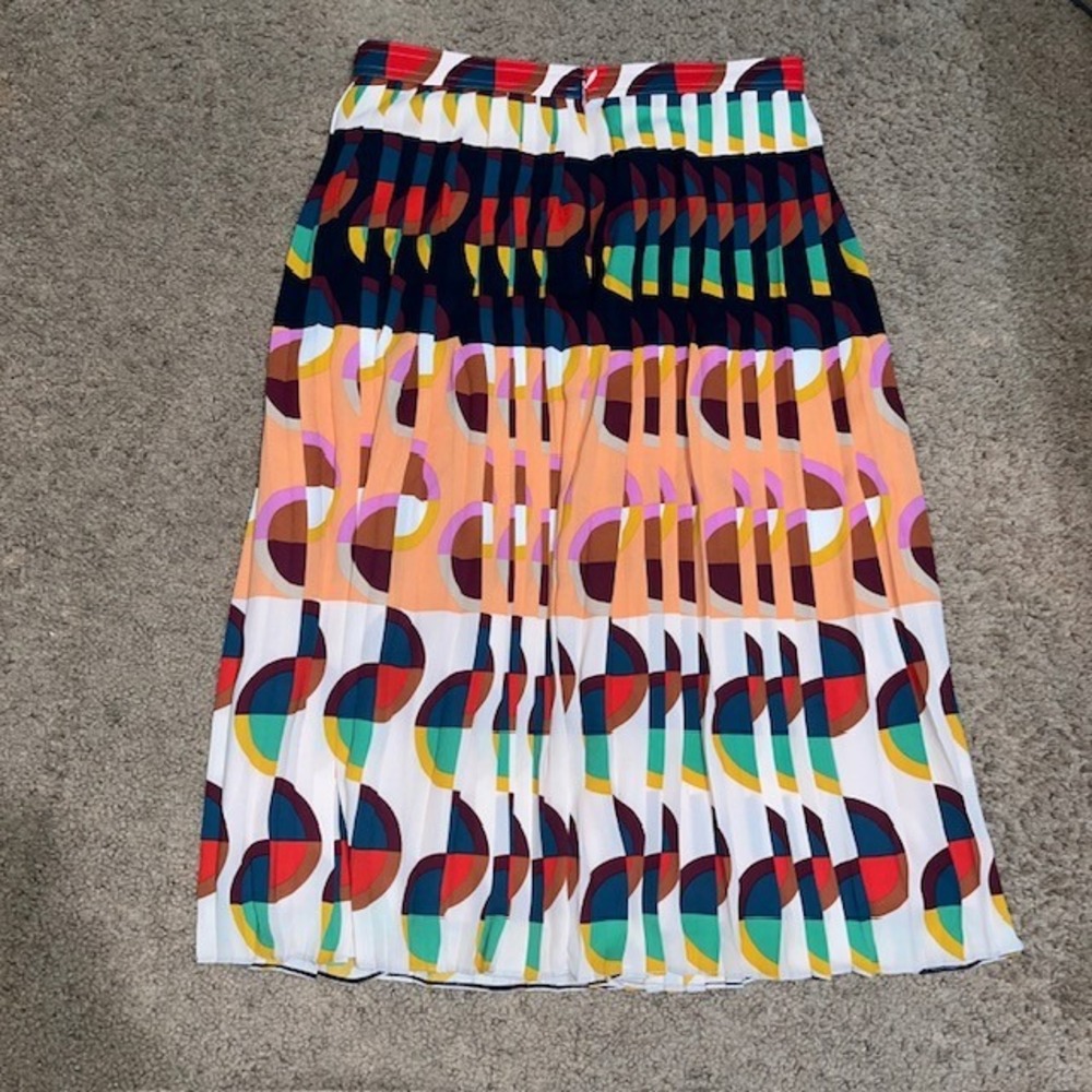 J.Crew 365 Pleated Midi Skirt Geometric Abstract Print Multicolor 4 - Picture 3 of 7